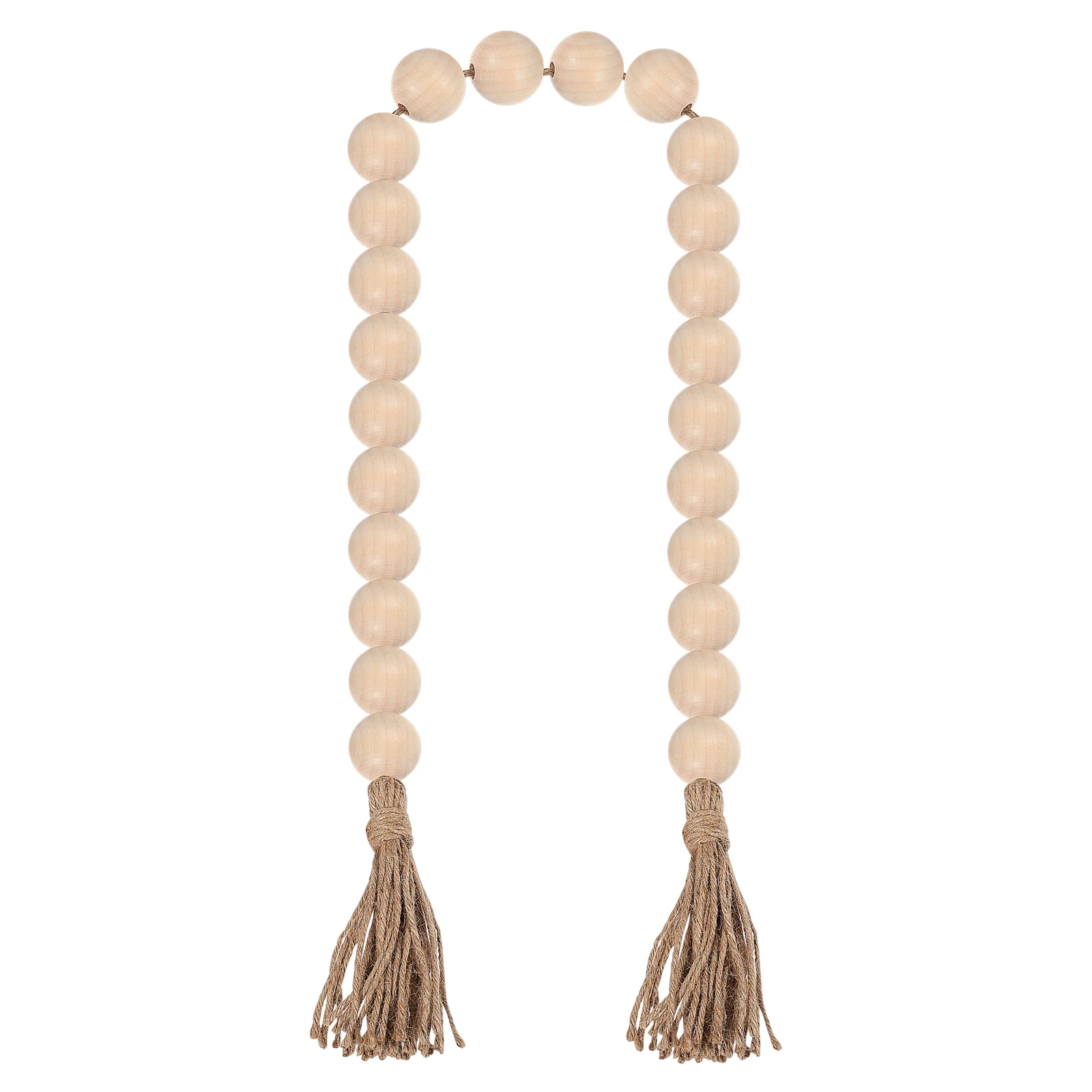 

Wooden Bead Garland Rustic Decorative Wood Bead String Decor with Tassel Vase Tray Curtain Wall Bookshelf Decor