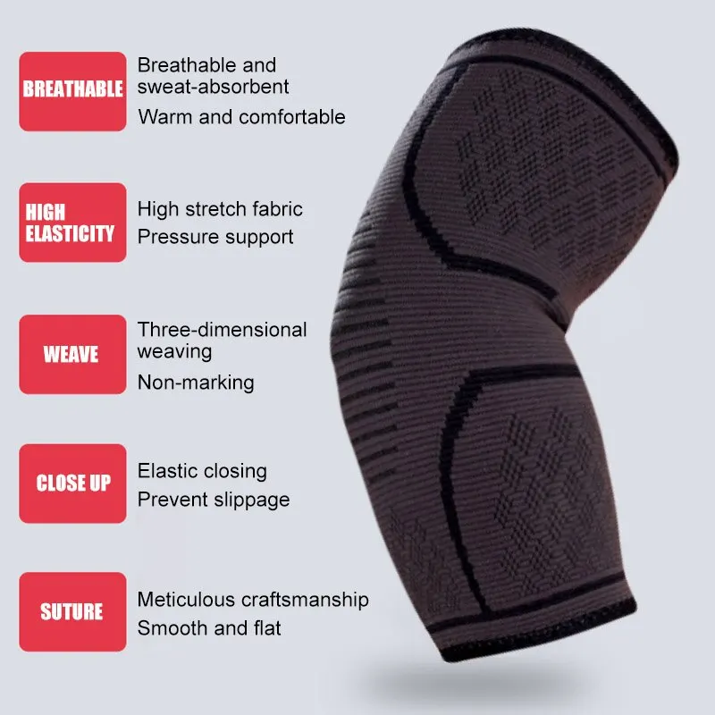 Elbow Support 1 Piece Elastic Gym Fitness Nylon Protective Pad Absorb Sweat Sports Safety Basketball Game Arm Sleeve Elbow Brace
