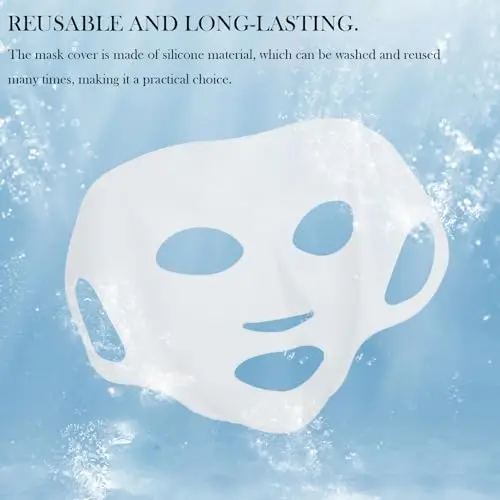 Masque en silicone réutilisable pour masque hydratant visage ajusté sur un visage, avec le mot-clé 'Achetez un masque en silicone réutilisable pour masque hydratant visage' intégré subtilement.