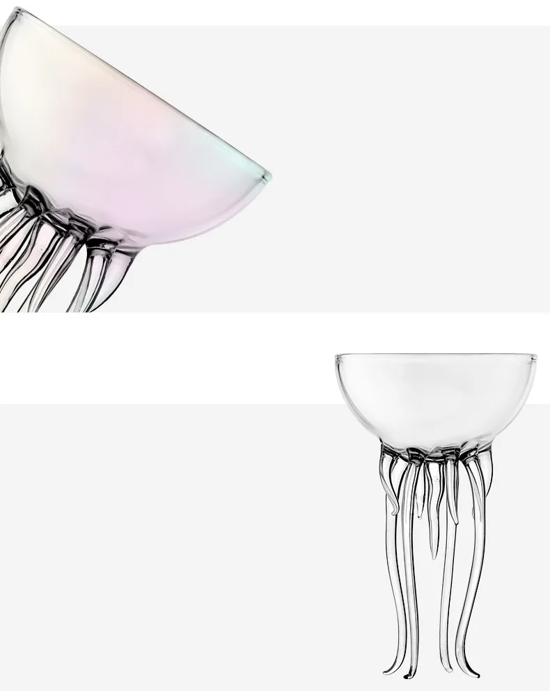 Description Picture 6 of item150ml 5oz Creative Cocktail Glasses Cup Bar Tools Jellyfish Octupus Shape Clear Rainbow Glass Cup Drinkware Drinking Cup 1 Piece