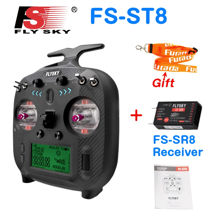 

Радиопередатчик FlySky FS-ST8 2,4 ГГц 10CH ANT RGB Assistant 3,0 с ресивером для радиоуправляемого дрона самолета автомобиля лодки робота