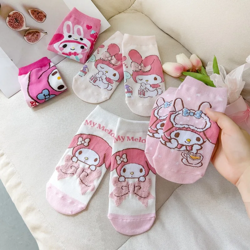 

New Kawaii Products Sanrio My Melody Socks Cute Anime Warm Sports Casual Sweat Absorption Socks Kids Toys Ins Funny Girls Gifts