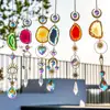 45cm Sun Catcher Natural Stones Agate Crystal Wind Chime Rainbow Making Diamond Prisms Pendant Dream Catcher Hanging Garden Deco 3