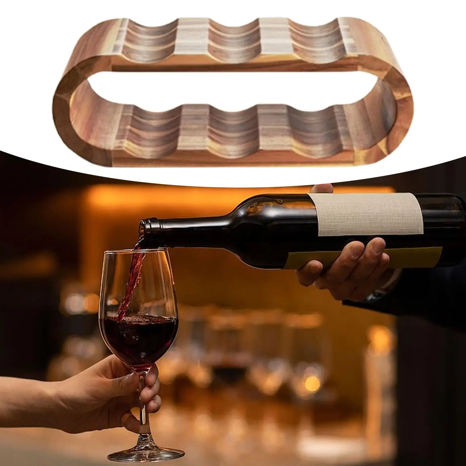Wood Wine Rack Wine Cellar Storage Champagne Bracket Rack Countertop Display Storage Shelf for Bar Home Cabinet Kitchen