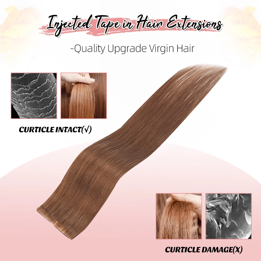 Neitsi PU Skin Weft Invisible Tape In Hair Extensions Natural Straight Remy Human Hair Seamless Adhesives Handtied Tape Ins