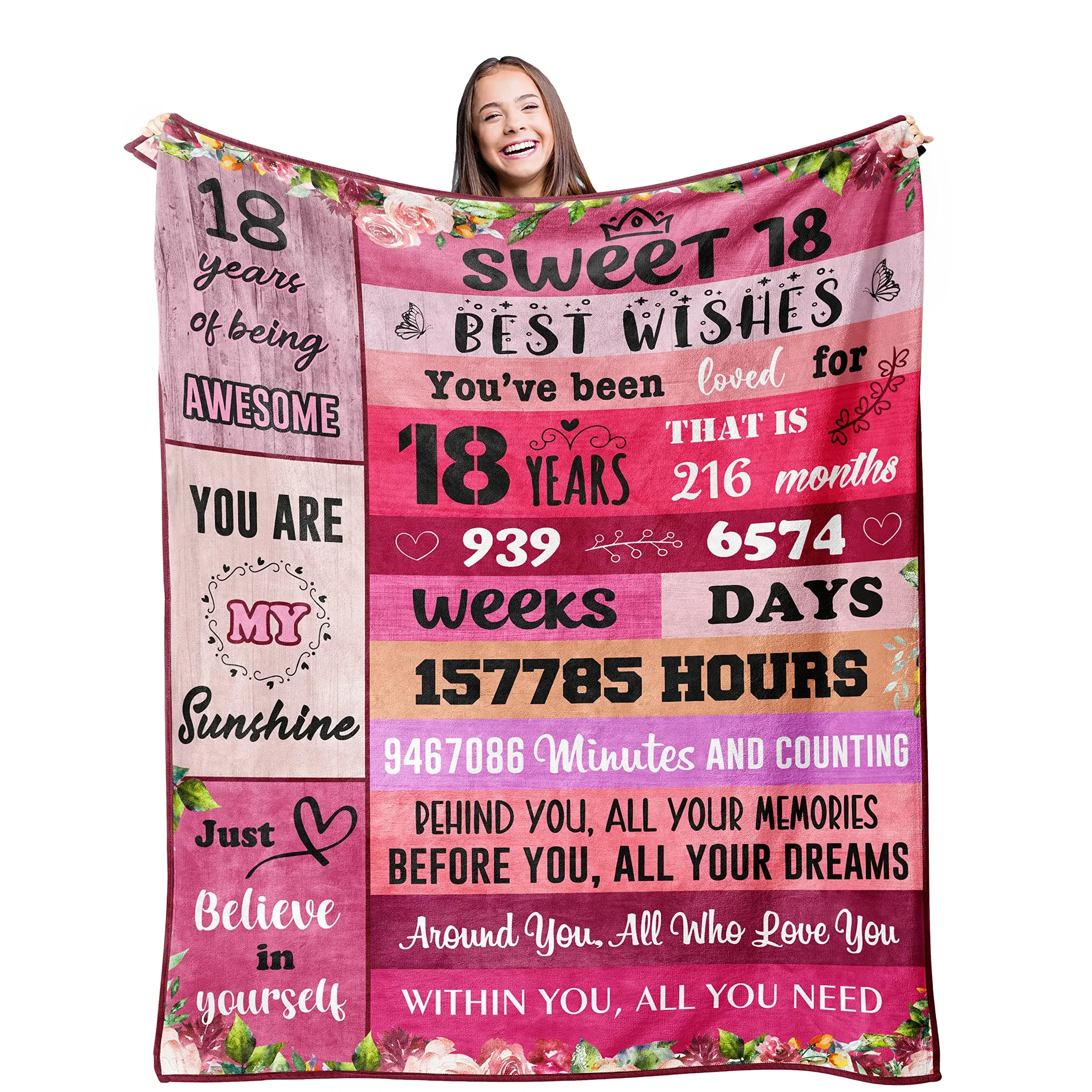 18th Birthday Gifts Ideas for Girls-Girls 18th Birthday Decor Blanket-Gift for 18 Year Old Girl-Gifts for Daughter Bestie Sister 4