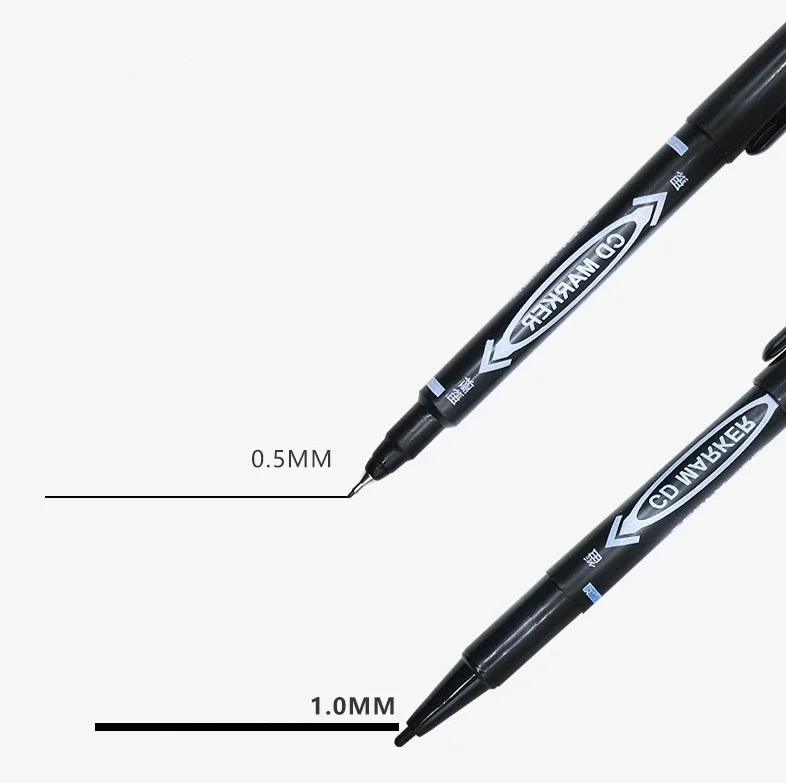 Double Head Marker Pen 1-10Pcs 0.5mm 1mm Tips Waterproof Ink Oily Office School Supplies