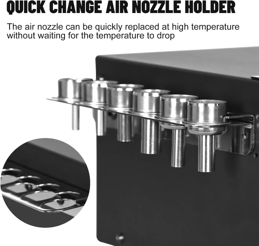 110V Digital Hot Air Rework Station1300W 212℉-845℉ Adjustable Temperature C/F 4 Memory Storage 6 Air Nozzle SMD Hot Station