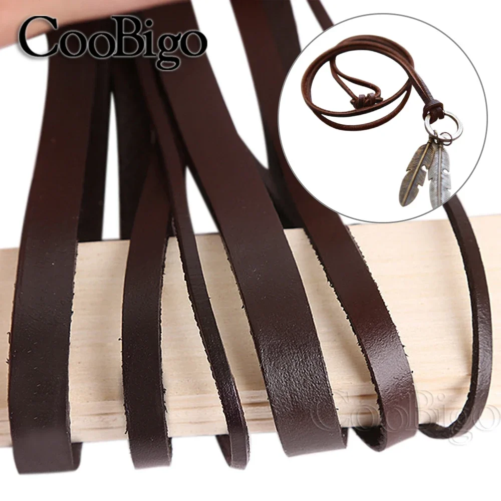 2 Meters Genuine Cow Leather Rope Flat Strand Cord for Jewelry Making Necklace Bracelet Leathercraft Decor Supply Vintage 2-20mm