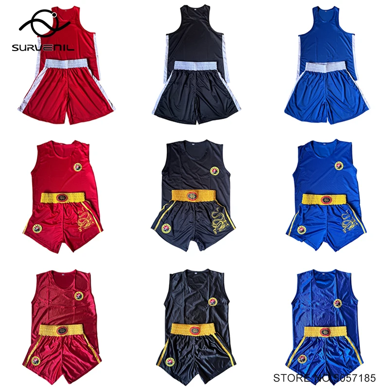 Muay Thai Shorts mma shorts Quick Dry Boxing Clothes Men Women Kids Sanda Wushu Uniform Gym Martial Arts MMA Suit Boxing Shorts and Vest