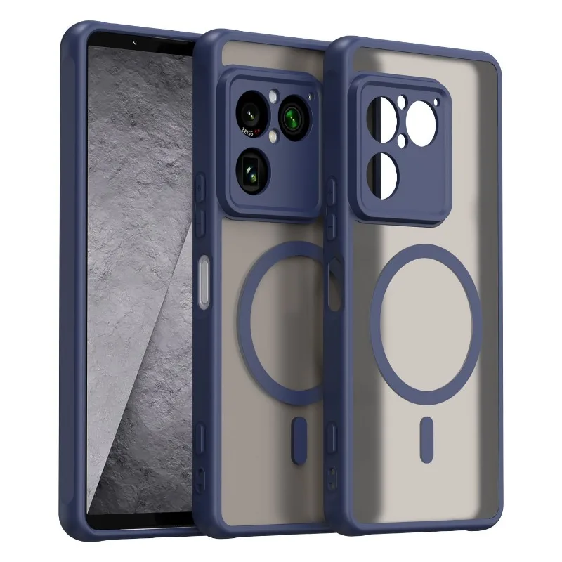Magnetic Matte Transparent Acrylic Phone Case with Dustproof Bumper and TPU Frame