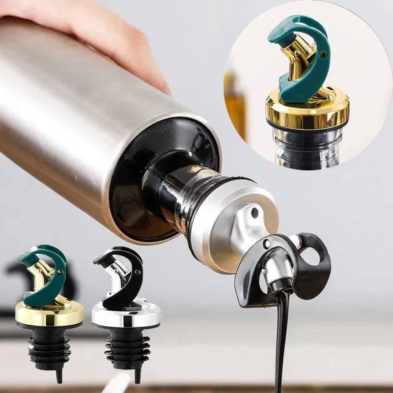 1/3pcs Automatic Oil Bottle Stopper Lock Plug Seal Leak-proof Food Grade Rubber Nozzle Sprayer Liquor Wine Pourer Kitchen Bar