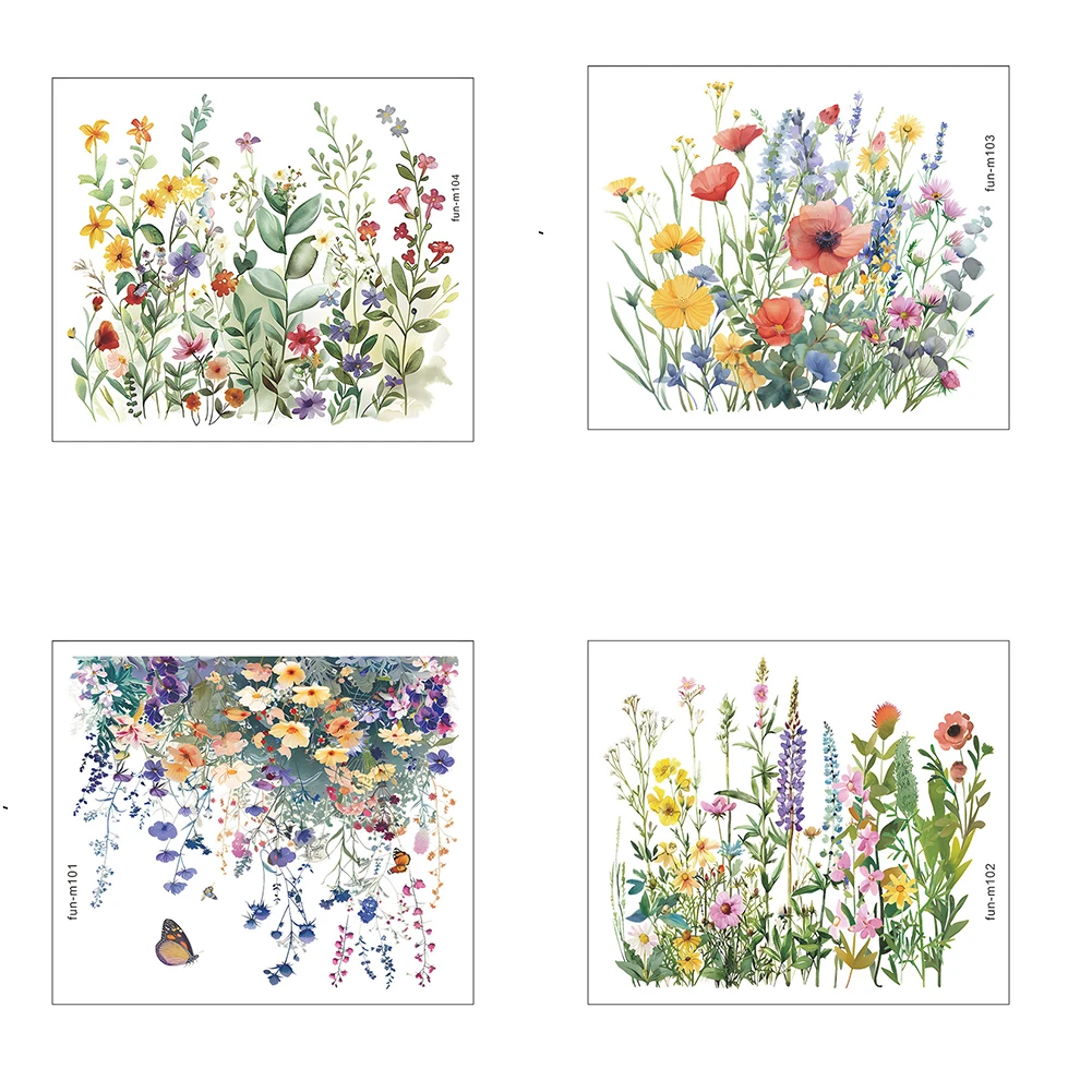 

Toilet Sticker Colorful Flower Leaves Butterfly Printing Self Adhesive Wall Decals Home Decoration For Bathroom