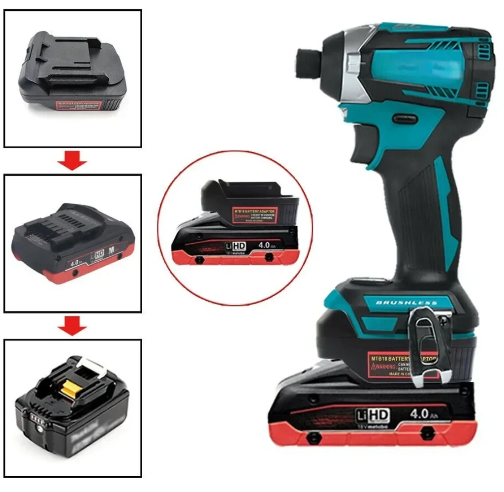 Converter Adapter for Metabo 18V Lithium  Battery Convert To for Makita BL Series 18V Lithium Battery Electric Power Tool Drill