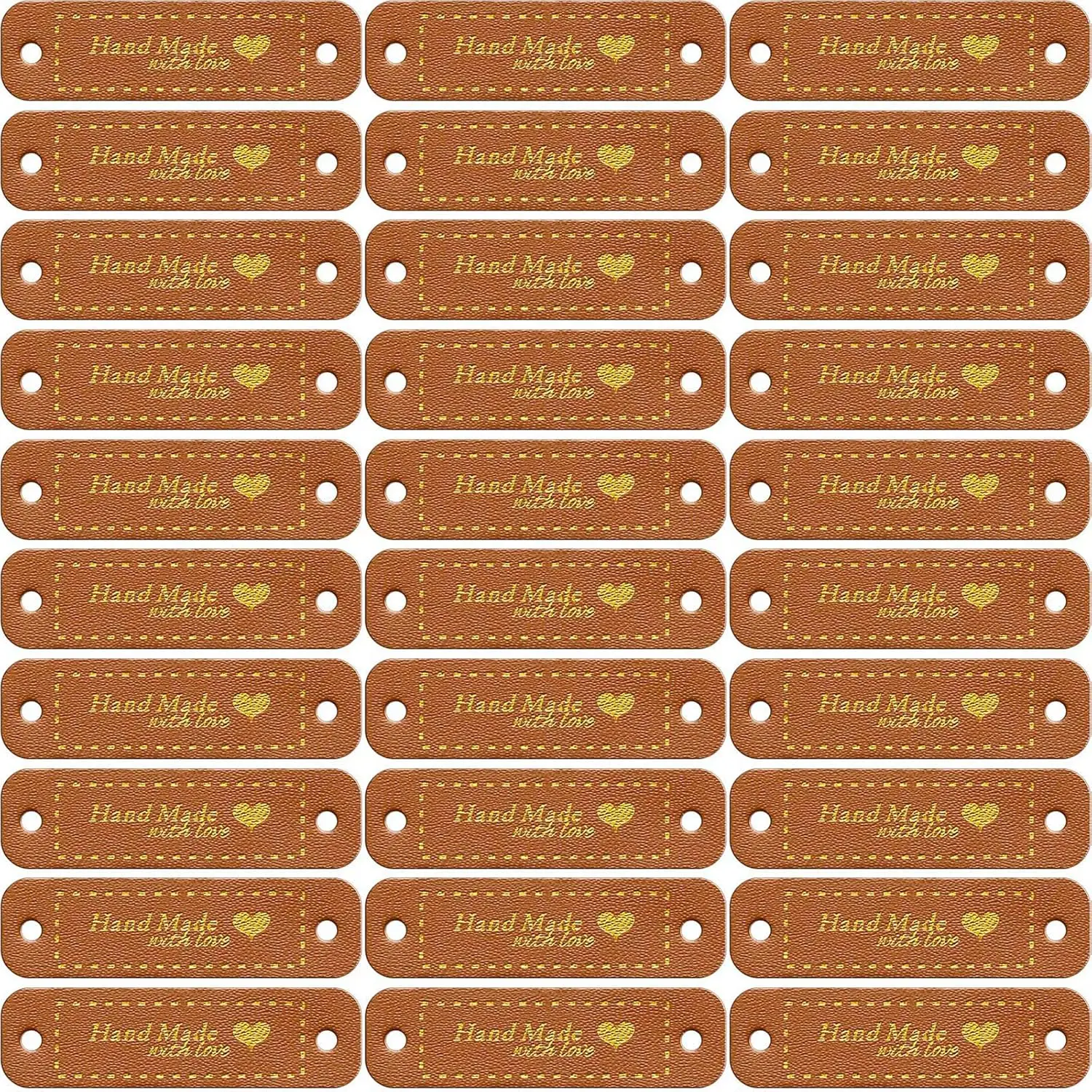 30pcs 하트 패턴 PU 가죽 라벨 의류용 수제 태그 뜨개질을위한 사랑 라벨 DIY 봉제 공예 의류 장식