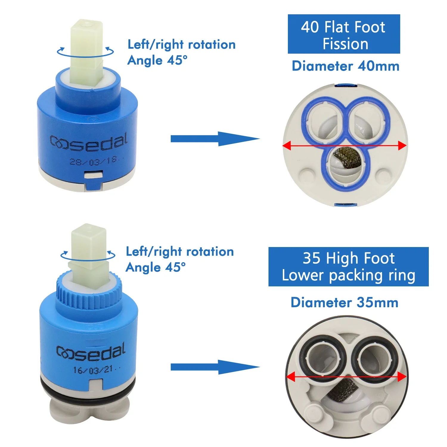 35mm/40mm Faucet Cartridge Ceramic Tap Cartridges Ceramic Spool Water Tap Faucet Cartridge Kitchen Bathroom Accessories faucet cartridge