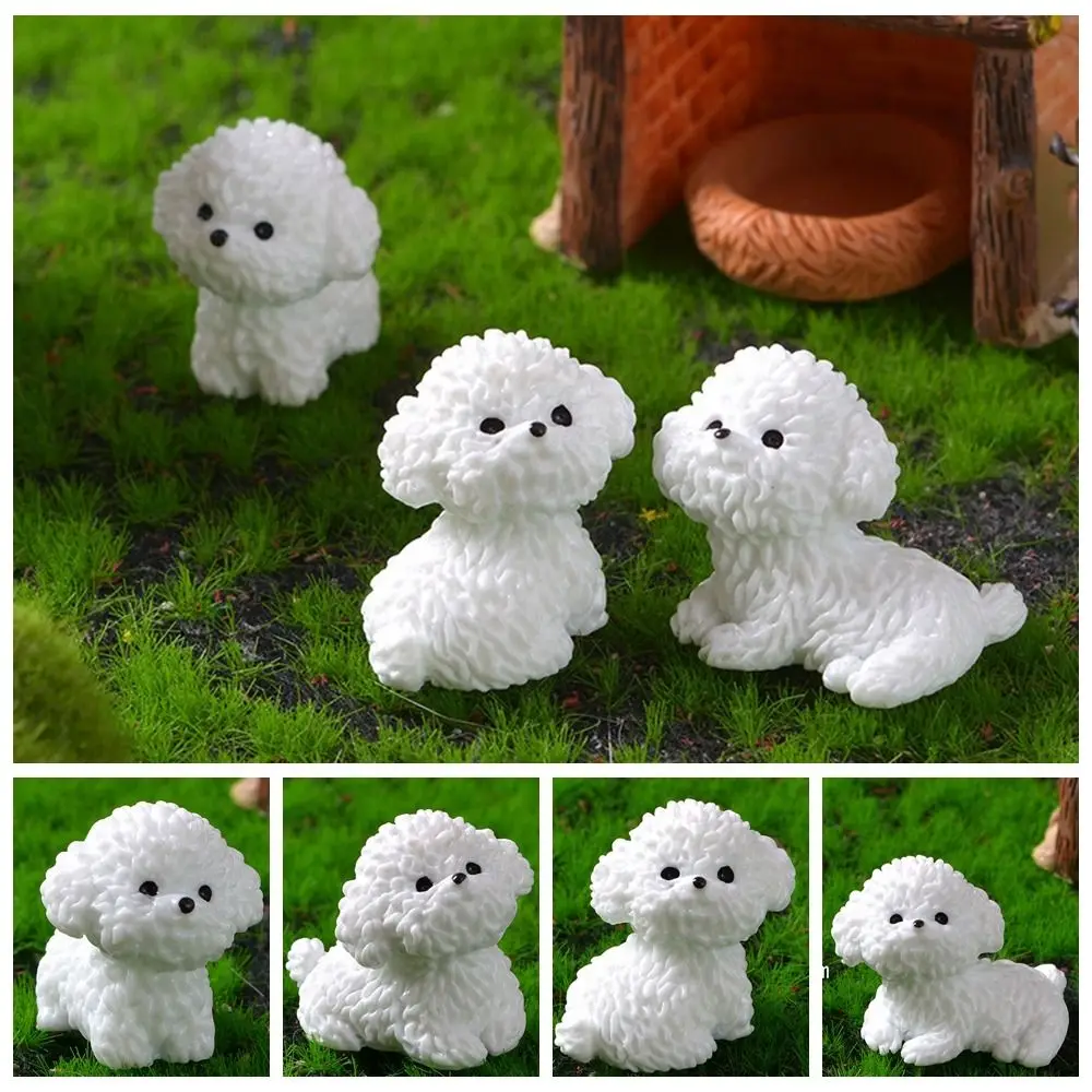 

Cartoon Cute White Dog Statue Realistic Waterproof Resin Dog Statue Resin Funny Cartoon Dog Ornaments Car Ornament