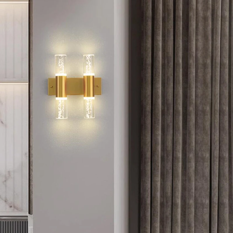 

Nordic Modern Minimalist Dual Head Gold Wall Lamp LED Corridor Staircase Bedroom Bedside Wall Lamp