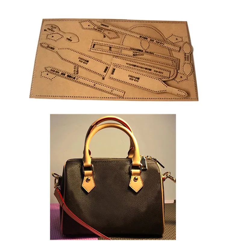 1Set DIY Kraft Paper Sewing Pattern Handmade handbag Template Leather Craft Stencil Sewing 21x15x13cm leather sewing kit leather craft template sewing template