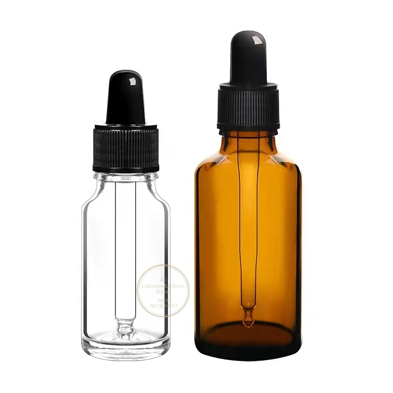 10pcs/lot 5ml To 100ml Lab Brown/clear Glass Dropper Bottle, Cosmetic