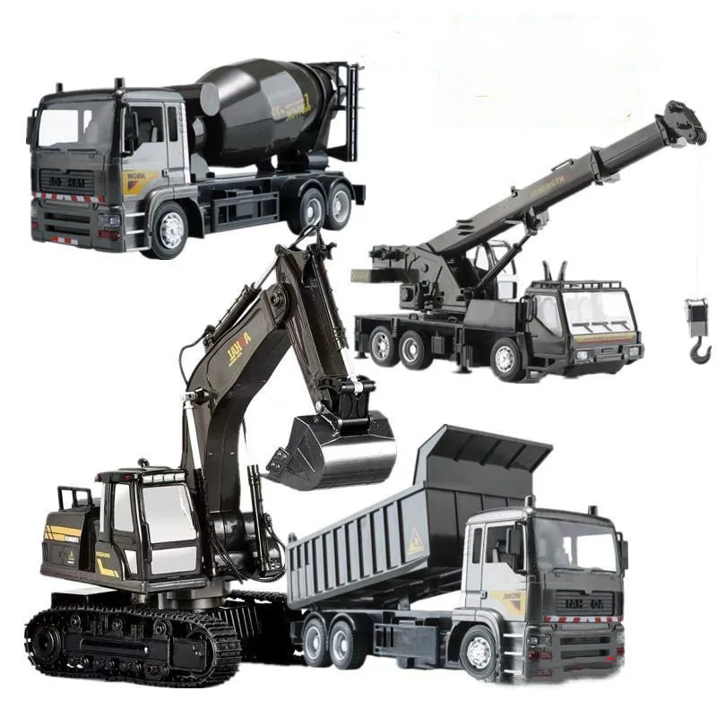 

RC Alloy Engineering Vehicle Steering Wheel Remote Control Dump Truck Crane Mixer Excavator Lift Truck Outdoor Toy Birthday Gift