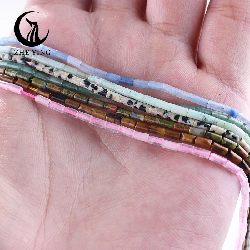 저잉 2x4mm 실린더 비즈 작은 천연 스페이서 스톤 비즈 쥬얼리 제작 DIY 액세서리용