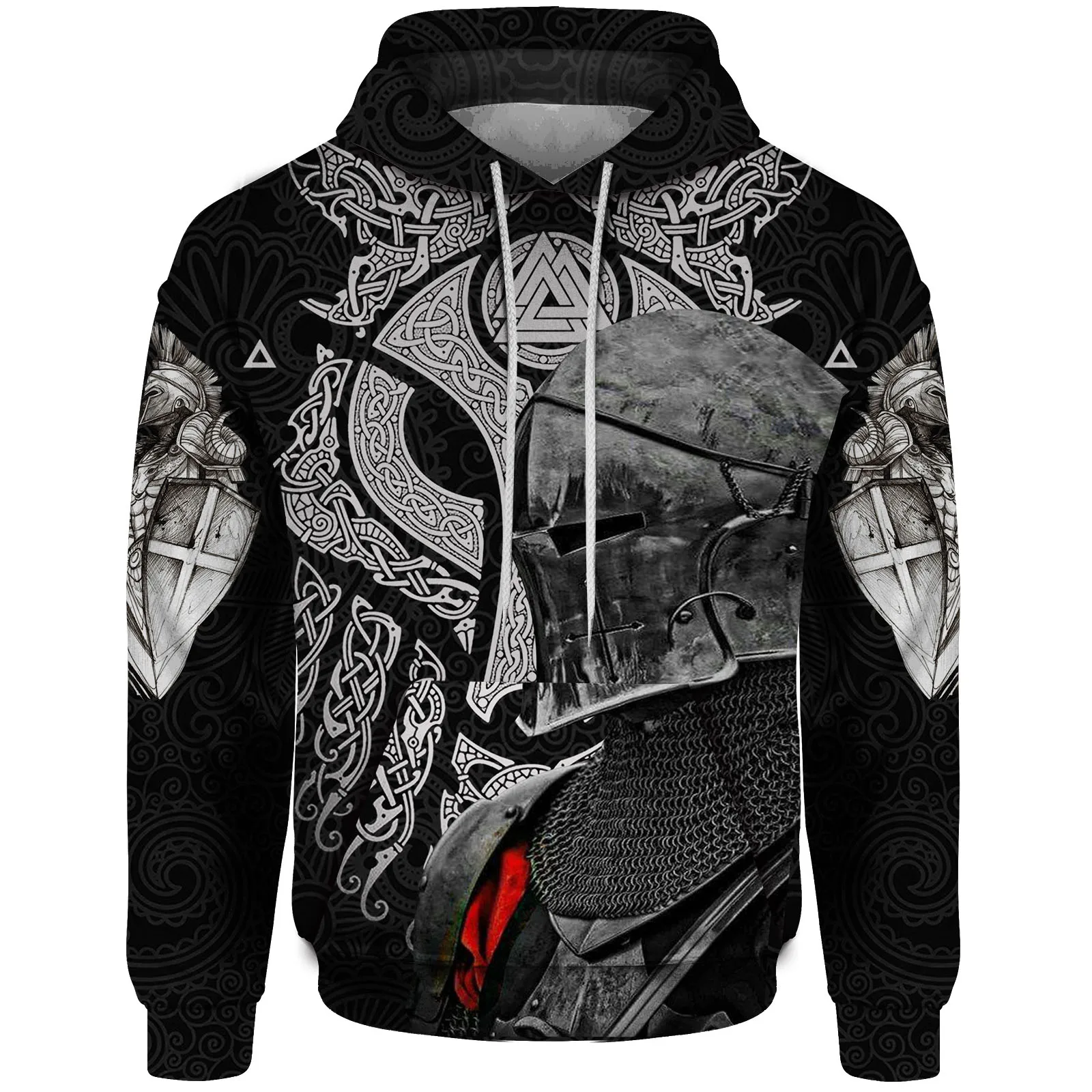 thumbnail image 1 of Sudadera con capucha para hombre de Knight, cómoda y duradera, con estampado digital 3D de la cruz del Papa, con capucha católica fresca, sitio web oficial, 1 of 5