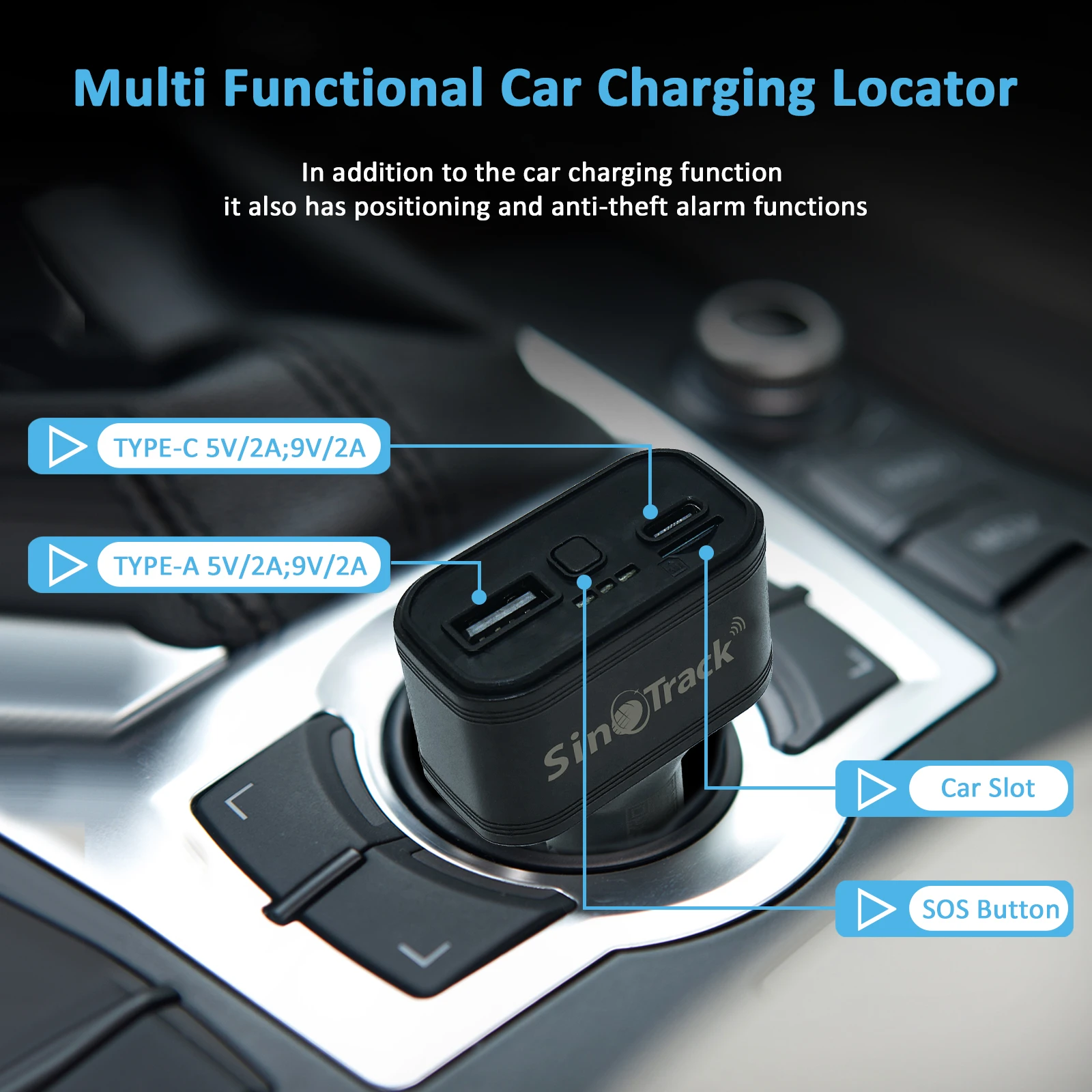 SinoTrack GPS Tracker Car Cigarette Lighter GPS Tracker ST-909 Car Phone Charger with Free Online Tracking APP