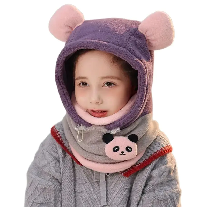 Fleece Mask Scarf One-piece Children's Hat Autumn Winter Anti Cold Warm Plush Lei Feng Hat Boys Girls Winter Ear Protection Cap