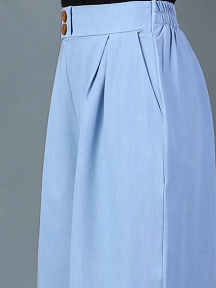 Ice Slik Culotte Pants Casual Women High Waist Soft  Wide Leg  Straight Trouser Oversize Pantalones New Ankle-length Sweatpants