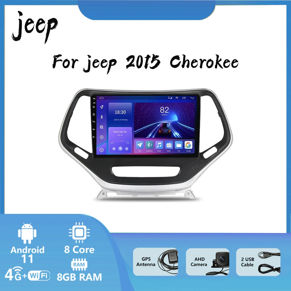 

Jeep 2015 Cherokee Android 11 10-inch Car Radio 4GHZ Auto GPS OLED HD Screen Smart Navigation Video Music Multimedia Player