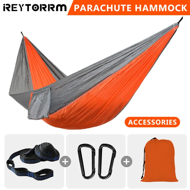 Camping Hammock For Single 220x100cm Outdoor Hunting Survival Portable Garden Yard Patio Leisure Parachute Hammock Swing Travel 1
