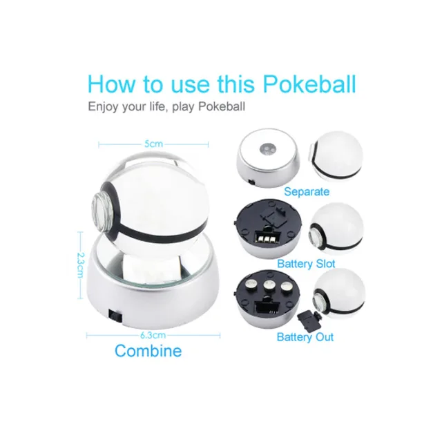 Anime Pokemon Go Ball K9 Crysal Poke Ball Pokeball with Crysal LED Light Base Toys for Kids Children Christmas Gifts Mew Mewtwo 6