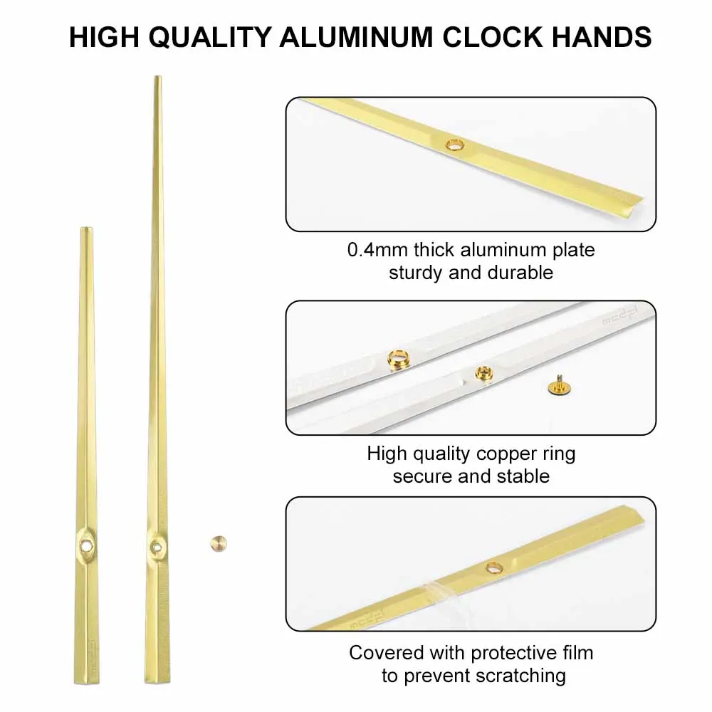 MCDFL Big Size Clock Hands Craft Kit Large Format Wall Clocks Time Zones Luxury Longer Arrows Motor Kitchen Home and Decoration wall clock