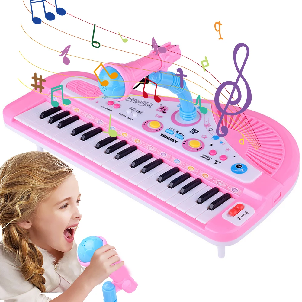 Source Teclado eletrônico infantil 37 teclas piano w/microfone