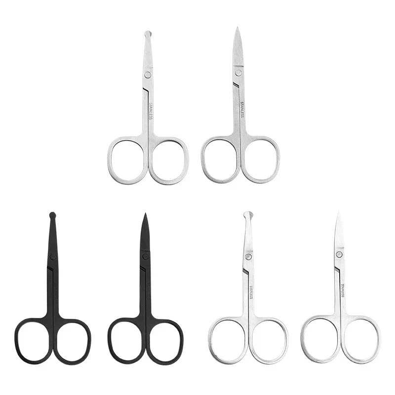 1pc 3.5" Stainless Steel Mini Portable Curved Mustache Nose Ear Hair Remover Scissor Trimmer Small Scissors Tools