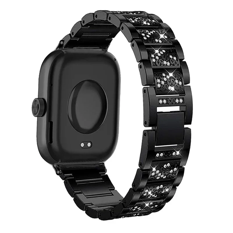 Elegant Diamond-Pattern Metal Watchband