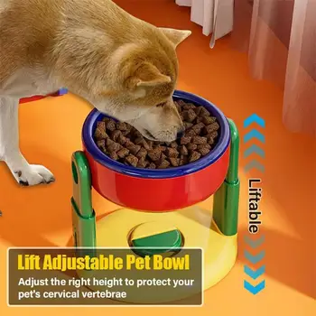 Pet Feeder Slow Feed Bowls Double Bowls Foldable with 3 Adjustable Height Suitable for Pets of Different Heights Water Feeding 1