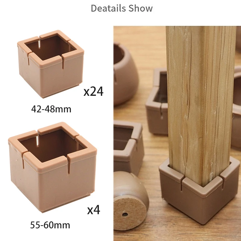

Hot YO-24Pcs Silicone Chair Foot Protection Table Bottom Cover Pads Set Table Chair Leg Caps Furniture Wood Floor Protectors