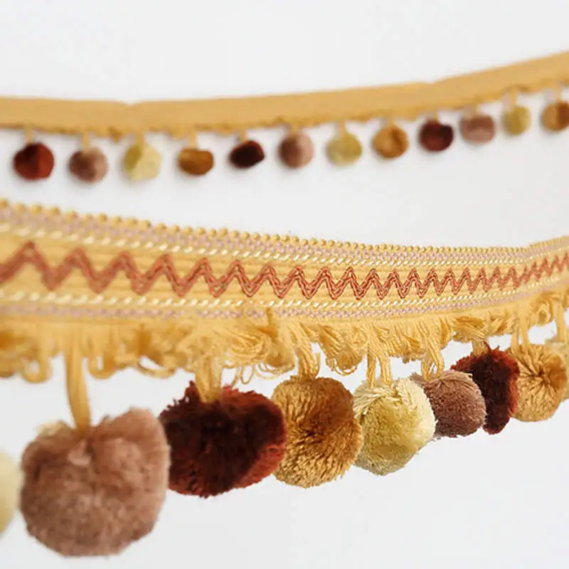 1m Curtain Trim Ribbon Pom Pom Bead Tassels Fringe Sewing Upholstery Decor Multi - Foto 8