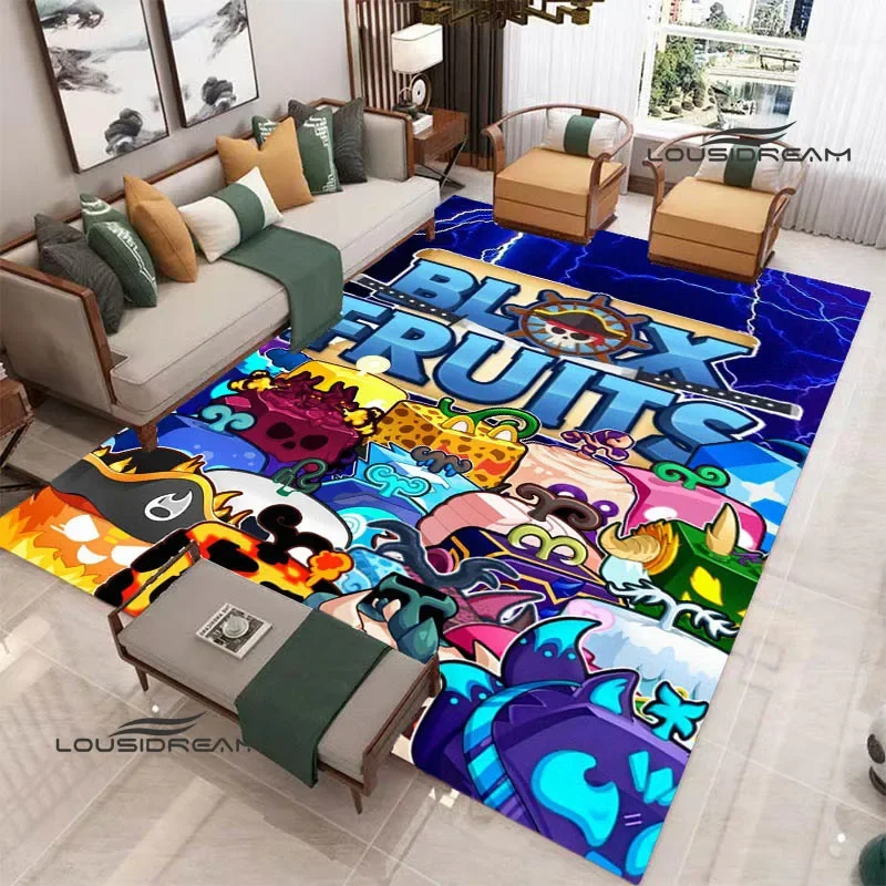 3D game B-blox fruits printed carpet Non-slip carpet bedroom decoration living room decoration washroom floor mat birthday gift Floor Mat Plush Rug Decorative Carpet Plush Carpet Non Slip Carpet Plush Play Mat