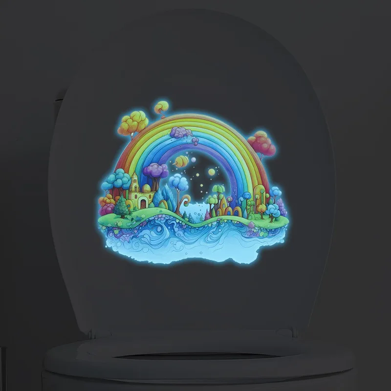 Cartoon dream Rainbow Castle Children's bathroom toilet home decoration wall with glow-in-the-dark stickers self-adhesive