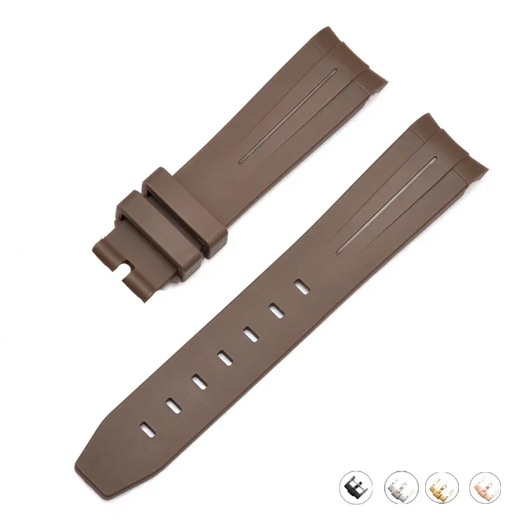 Silicone Diving Sport Watch Band – Waterproof Curved End Rubber Strap