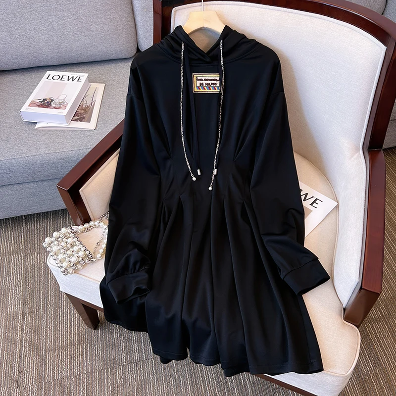 

Autumn Winter Elegant Cotton T-shirt Dresses For Women 2023 Female Large Size 4XL Casual A Line Black Purple Slim Party Vestidos
