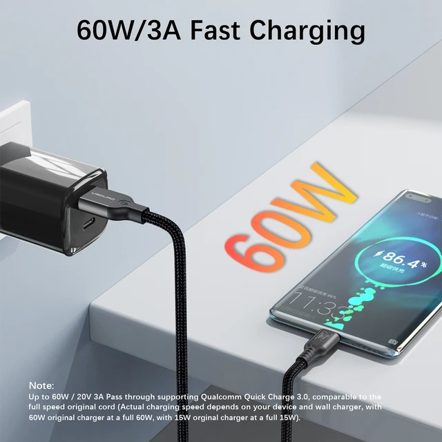 USB3.2 USB3.1 Gen2 Cable de 10Gbps USB-A a USB tipo C Cable 3A 60W carga rápida 10G Cable de transferencia de datos USB-C para disco duro SSD 4