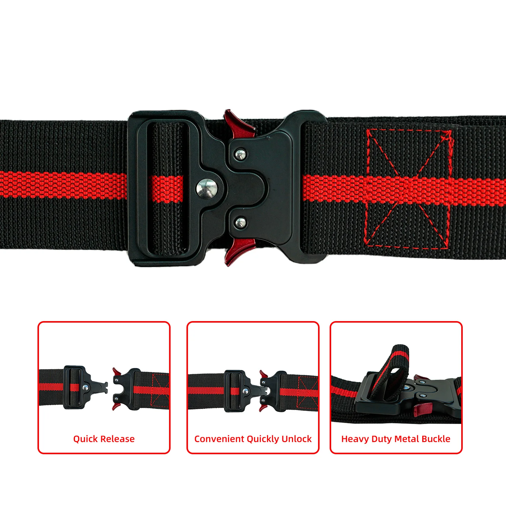 MOZETO Men's Tactical Nylon Belt - Heavy-Duty Quick-Release Buckle, 1.5" Width For Work & Outdoor (S-XXL)