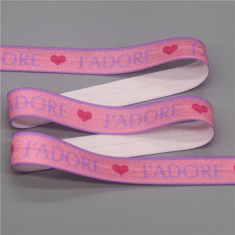 DHK 5/8'' 5yards J'adore Brave Wave Printed Fold Elastic FOE Stretch Ribbon Accessories Decorations Craft DIY Sewing C2593 ribbon decoration,ribbon supplies,sewing ribbon