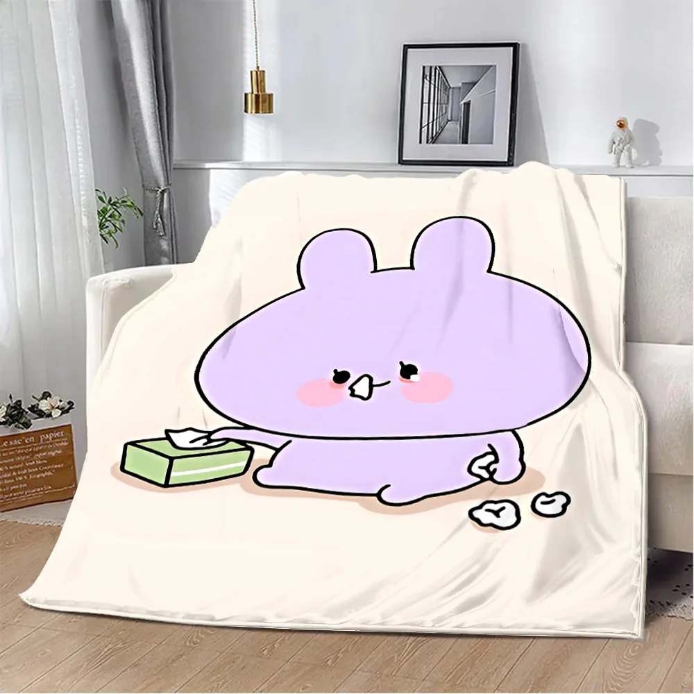 Asamimichaan Asleep Cute Asamimi Square Printed Blanket Picnic Blankets Warm Blanket Soft and Comfortable Blanket Home Travel 4