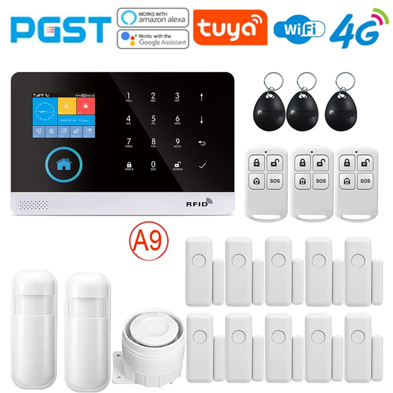 pgst-pg103-alarm-system-with-motion-sensor-wifi-4g-tuya-wireless-ip-camera-smart-home-security-compatible-ion-working-wit