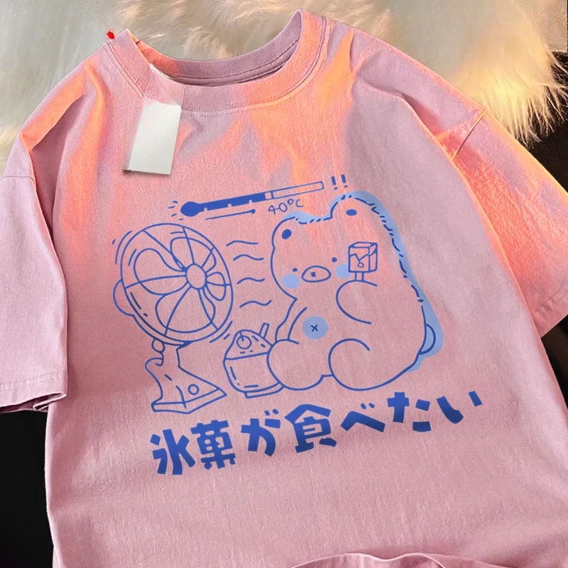 Siblings T-Shirts Hot Summer Fruit Popsicle Fan Short Sleeve Kawaii Fashion Oversized Short Sleeve Loose Siblings Tshirts 4